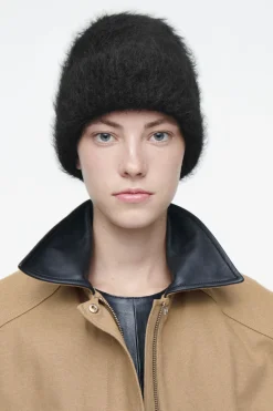 Outlet COS RIBBED MOHAIR BEANIE BLACK