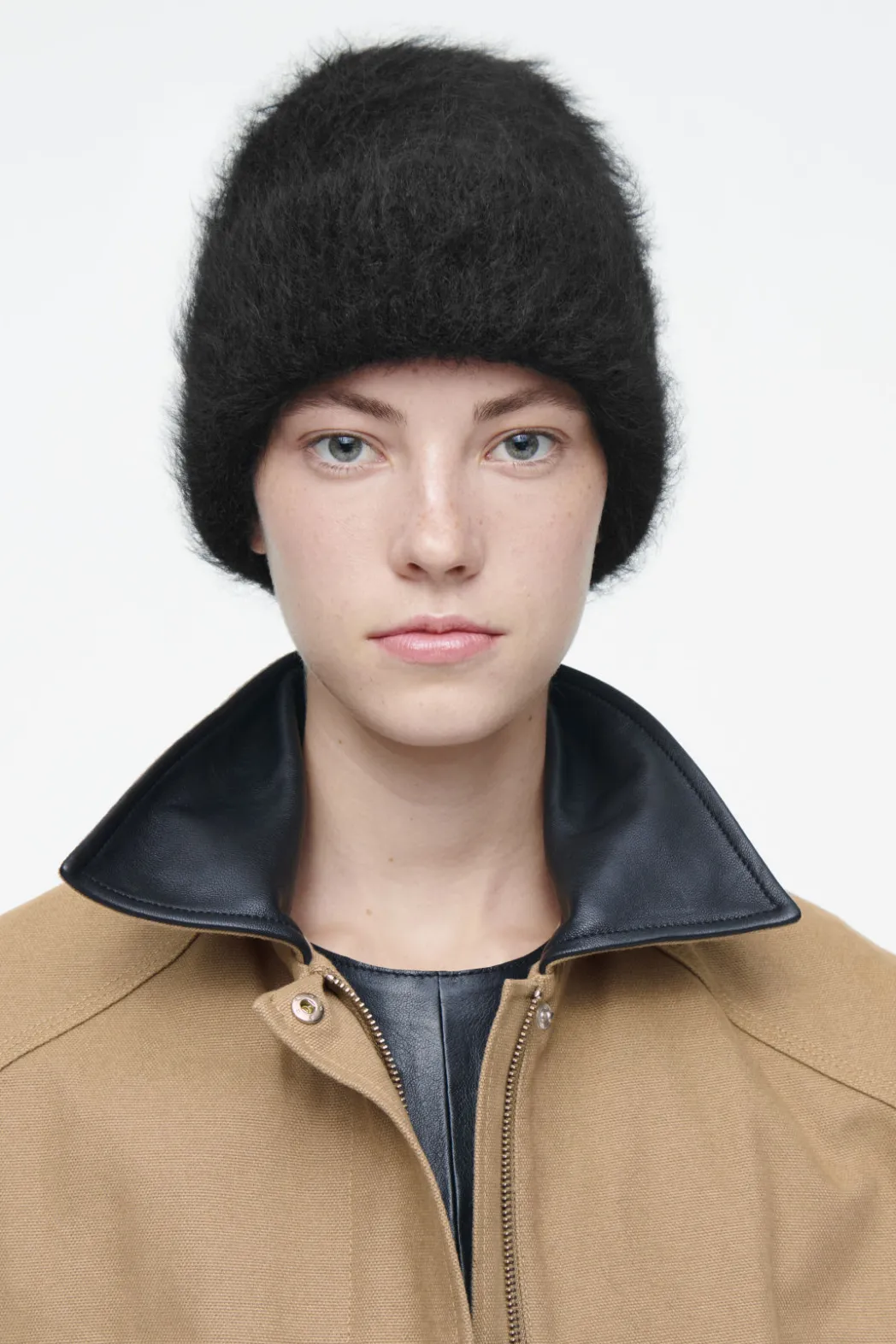 Outlet COS RIBBED MOHAIR BEANIE BLACK