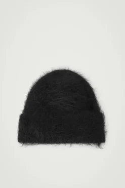 Outlet COS RIBBED MOHAIR BEANIE BLACK