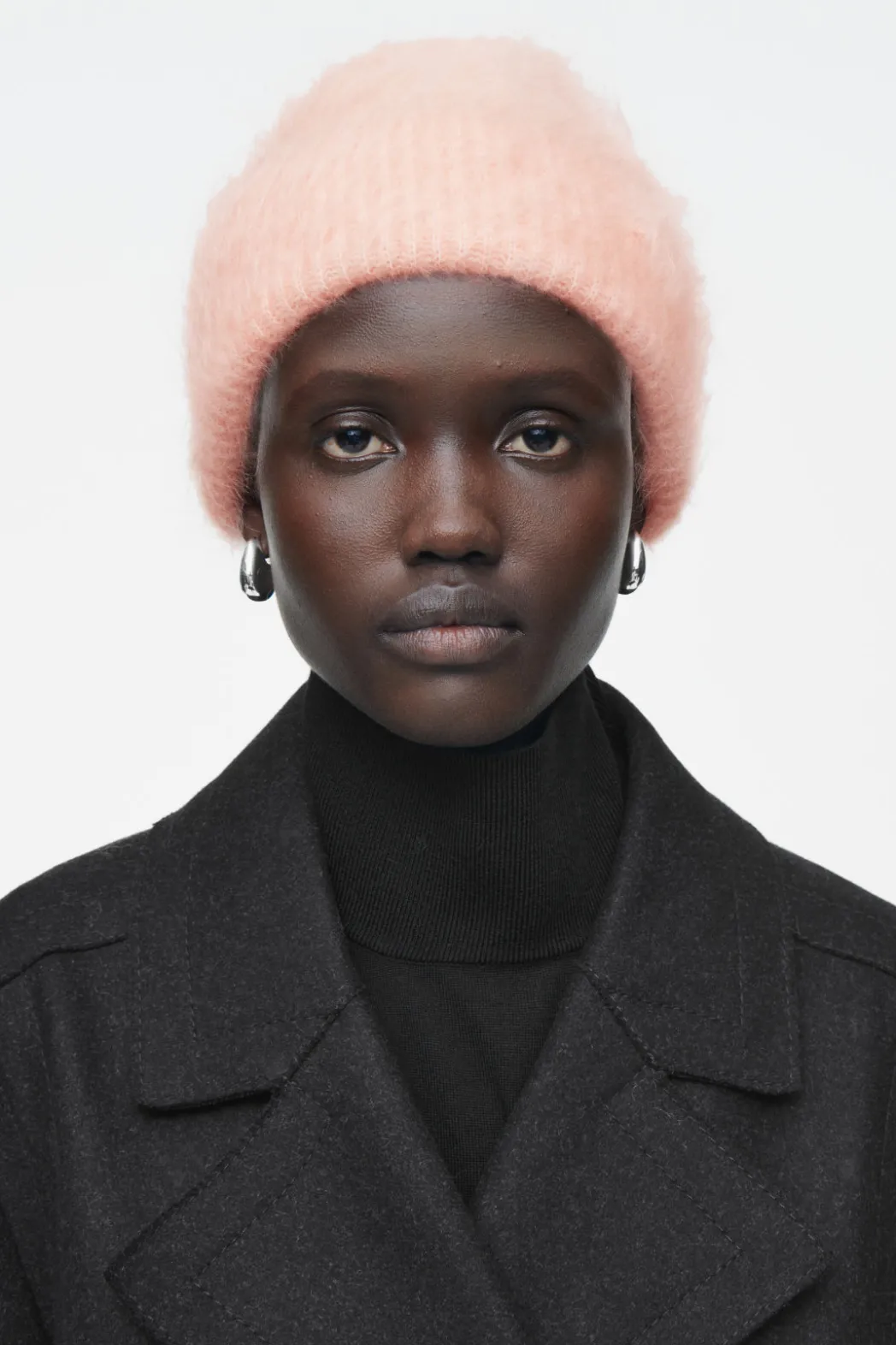 Online COS RIBBED MOHAIR BEANIE POWDER PINK