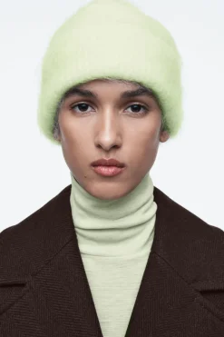 Sale COS RIBBED MOHAIR BEANIE LIGHT GREEN