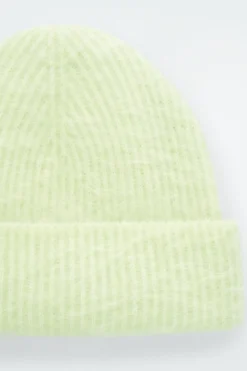 Sale COS RIBBED MOHAIR BEANIE LIGHT GREEN