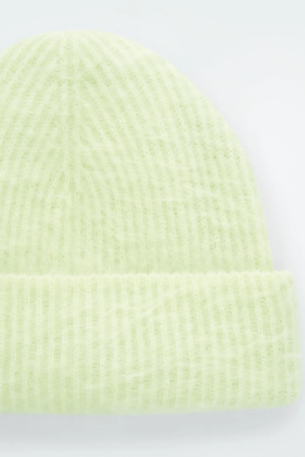 Sale COS RIBBED MOHAIR BEANIE LIGHT GREEN