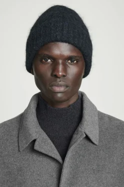 Sale COS RIBBED MOHAIR-BLEND BEANIE BLACK