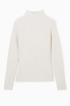 Hot COS RIBBED PURE CASHMERE TURTLENECK SWEATER OFF-WHITE