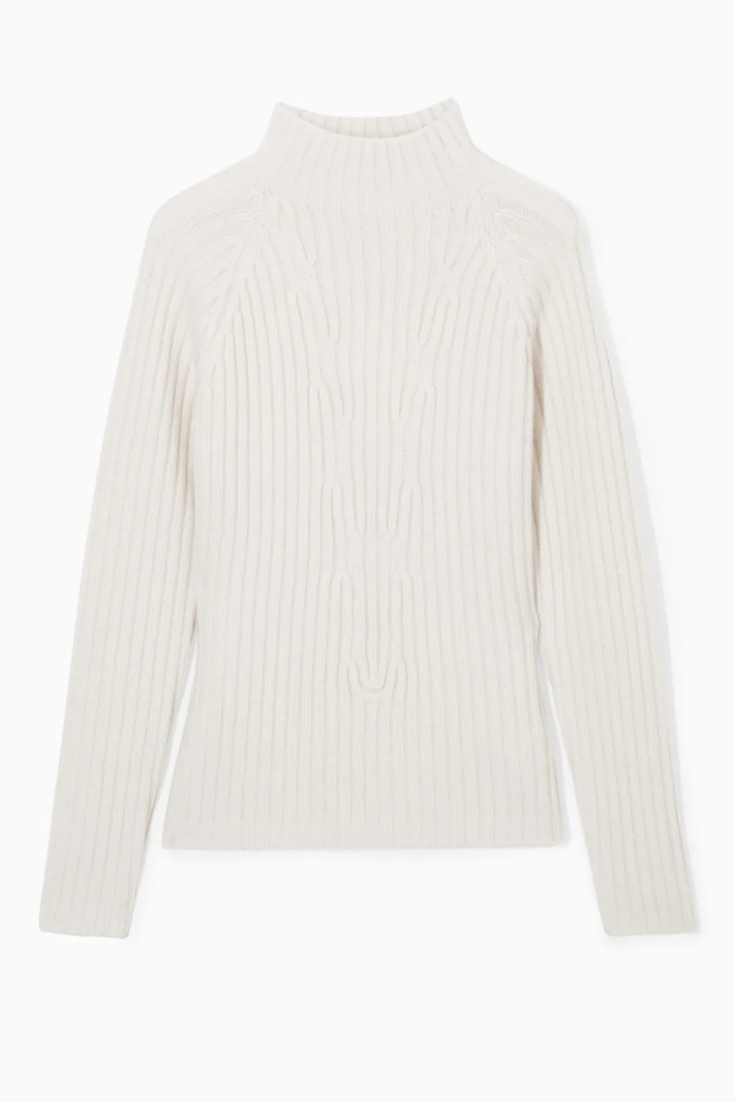 Hot COS RIBBED PURE CASHMERE TURTLENECK SWEATER OFF-WHITE