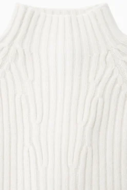 Hot COS RIBBED PURE CASHMERE TURTLENECK SWEATER OFF-WHITE