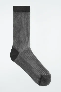 Best COS RIBBED SHEER SOCKS BLACK