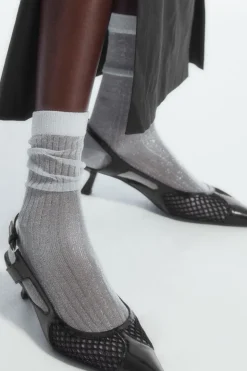 Best COS RIBBED SHEER SOCKS SILVER