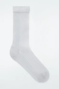 Best COS RIBBED SHEER SOCKS SILVER