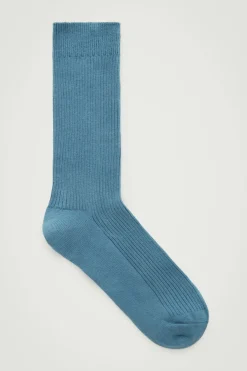 Online COS RIBBED SOCKS STEEL BLUE