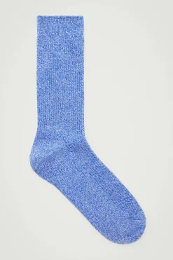Online COS RIBBED SOCKS BLUE MÉLANGE