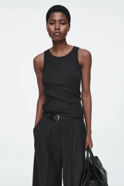Online COS RIBBED TANK TOP black