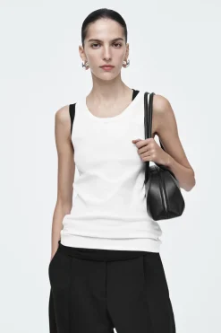 Discount COS RIBBED TANK TOP WHITE