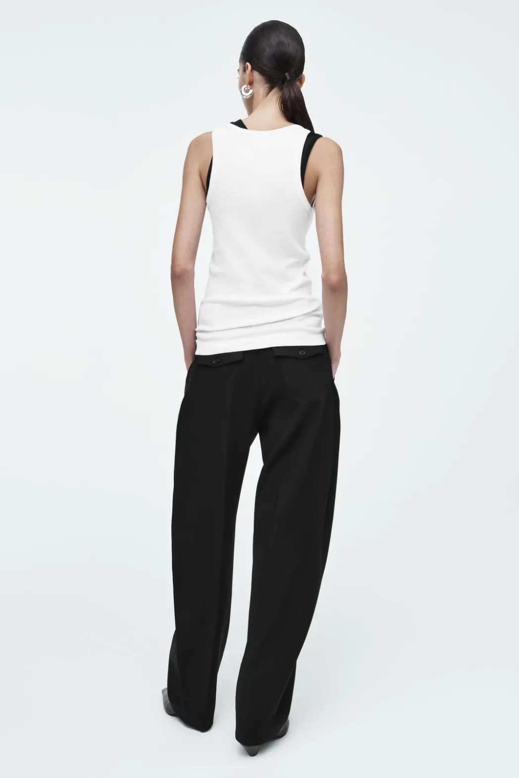 Discount COS RIBBED TANK TOP WHITE