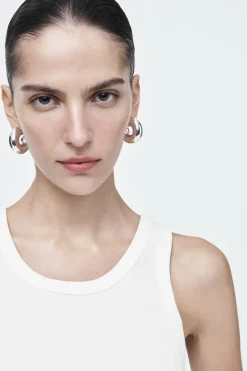 Discount COS RIBBED TANK TOP WHITE