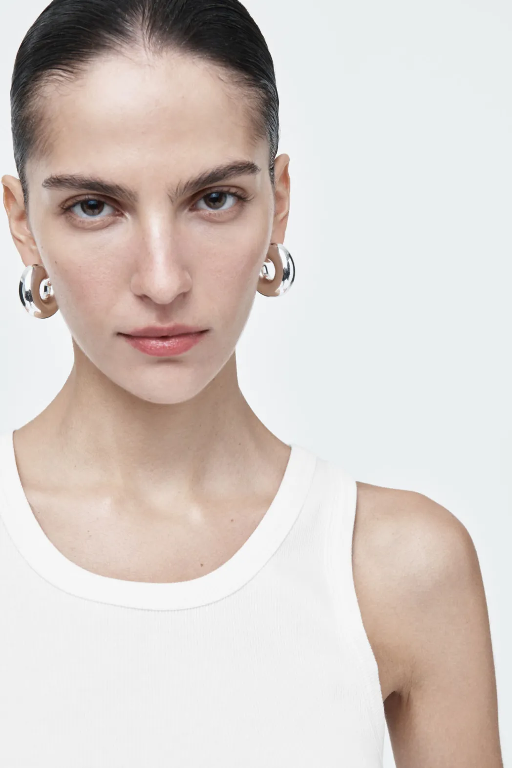 Discount COS RIBBED TANK TOP WHITE