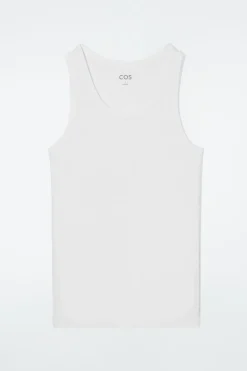Discount COS RIBBED TANK TOP WHITE