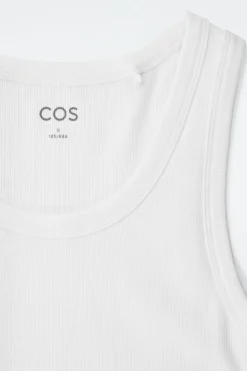 Discount COS RIBBED TANK TOP WHITE
