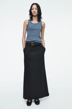 COS RIBBED TANK TOP STEEL BLUE
