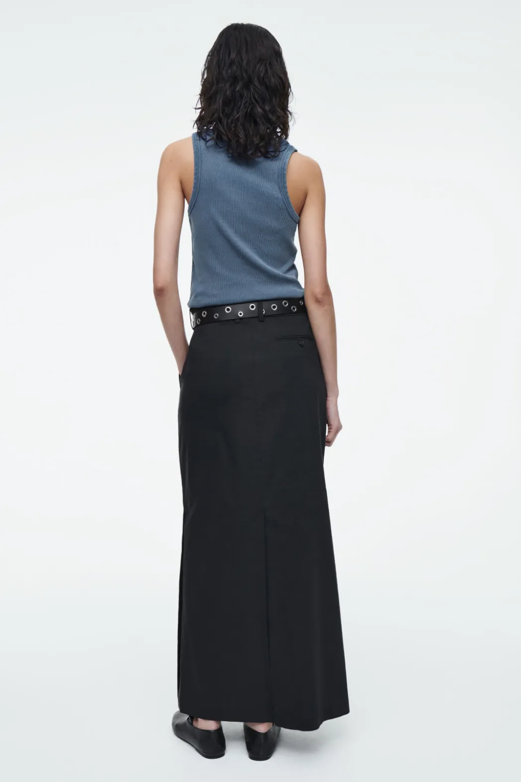 COS RIBBED TANK TOP STEEL BLUE