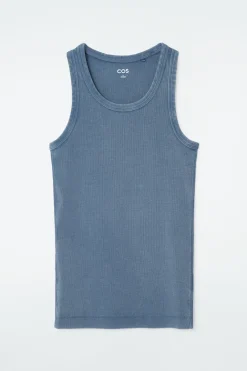 COS RIBBED TANK TOP STEEL BLUE