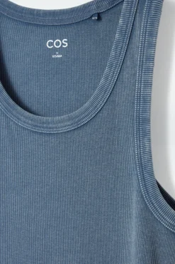 COS RIBBED TANK TOP STEEL BLUE