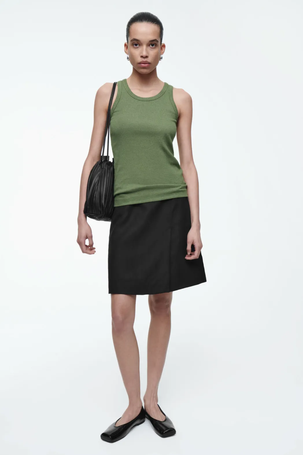COS RIBBED TANK TOP KHAKI MÉLANGE