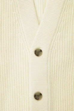 Outlet COS RIBBED WOOL AND CASHMERE CARDIGAN CREAM