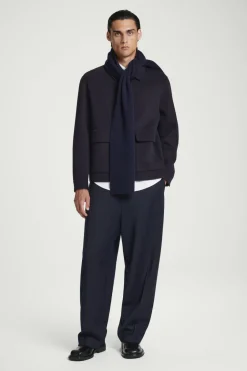 Clearance COS RIBBED WOOL AND CASHMERE SCARF NAVY
