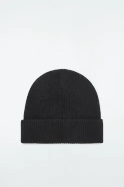 Sale COS RIBBED WOOL AND CASHMERE BEANIE Black