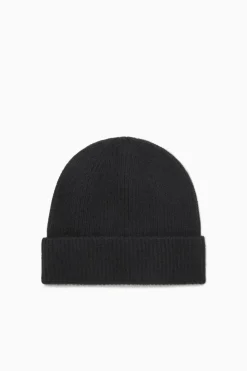 Sale COS RIBBED WOOL AND CASHMERE BEANIE Black