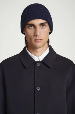 Online COS RIBBED WOOL AND CASHMERE BEANIE NAVY