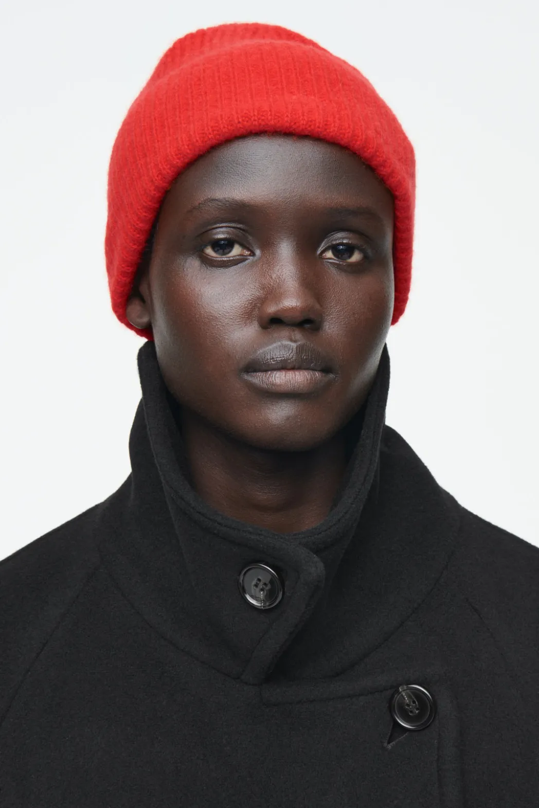 Clearance COS RIBBED WOOL AND CASHMERE BEANIE BRIGHT RED