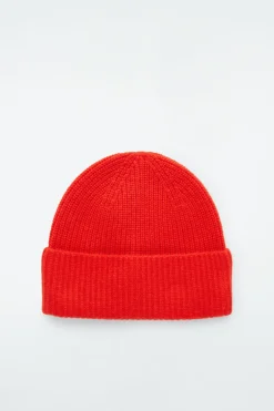 Clearance COS RIBBED WOOL AND CASHMERE BEANIE BRIGHT RED