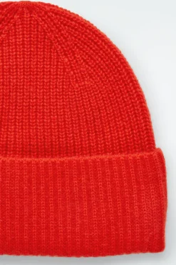 Clearance COS RIBBED WOOL AND CASHMERE BEANIE BRIGHT RED