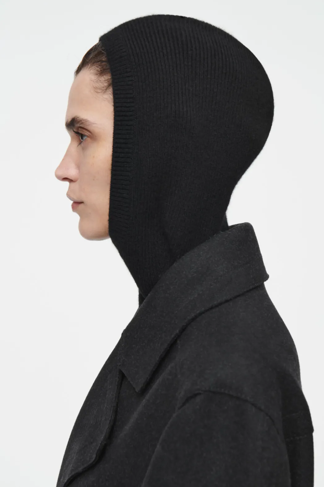 Clearance COS RIBBED WOOL-CASHMERE BALACLAVA BLACK