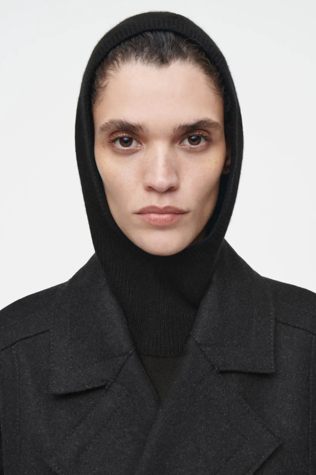 Clearance COS RIBBED WOOL-CASHMERE BALACLAVA BLACK