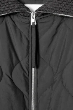 Clearance COS RIBBED-COLLAR QUILTED COAT BLACK