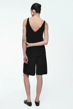 Sale COS RIBBED-KNIT BERMUDA SHORTS BLACK