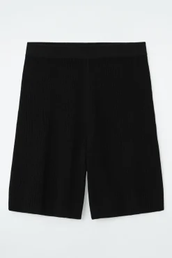 Sale COS RIBBED-KNIT BERMUDA SHORTS BLACK