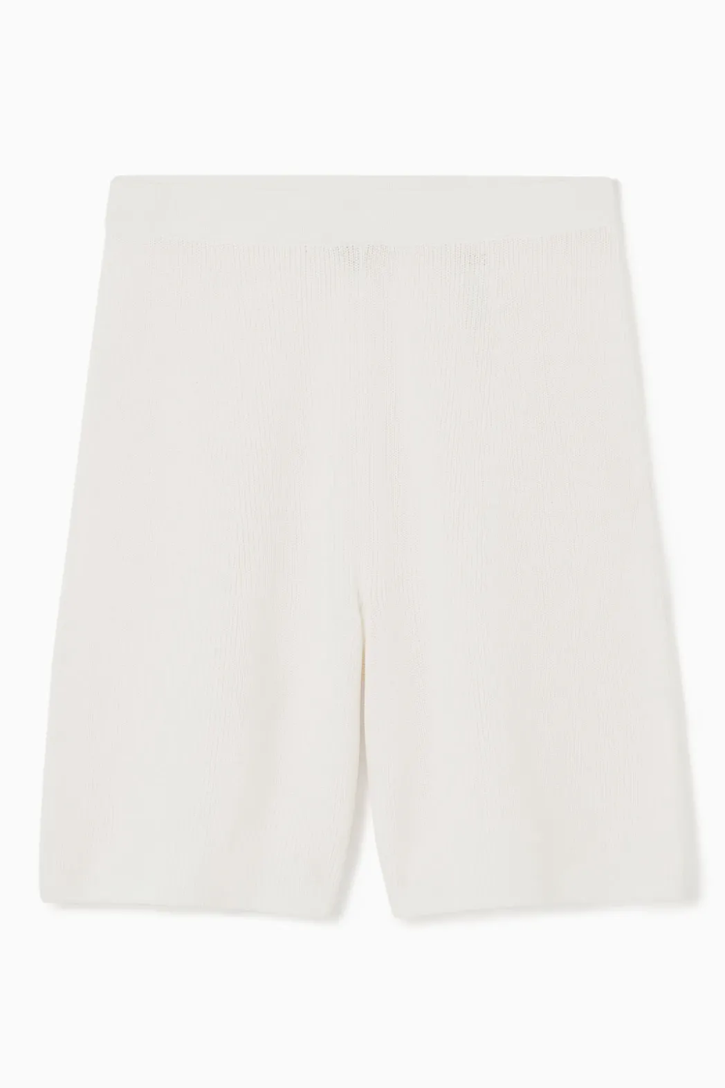Outlet COS RIBBED-KNIT BERMUDA SHORTS WHITE