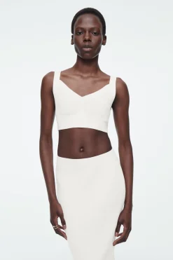Discount COS RIBBED-KNIT BRALETTE IVORY