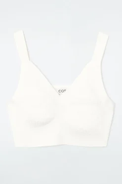 Discount COS RIBBED-KNIT BRALETTE IVORY