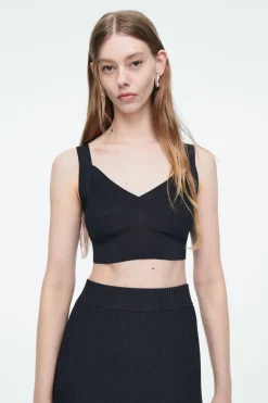 COS RIBBED-KNIT BRALETTE NAVY