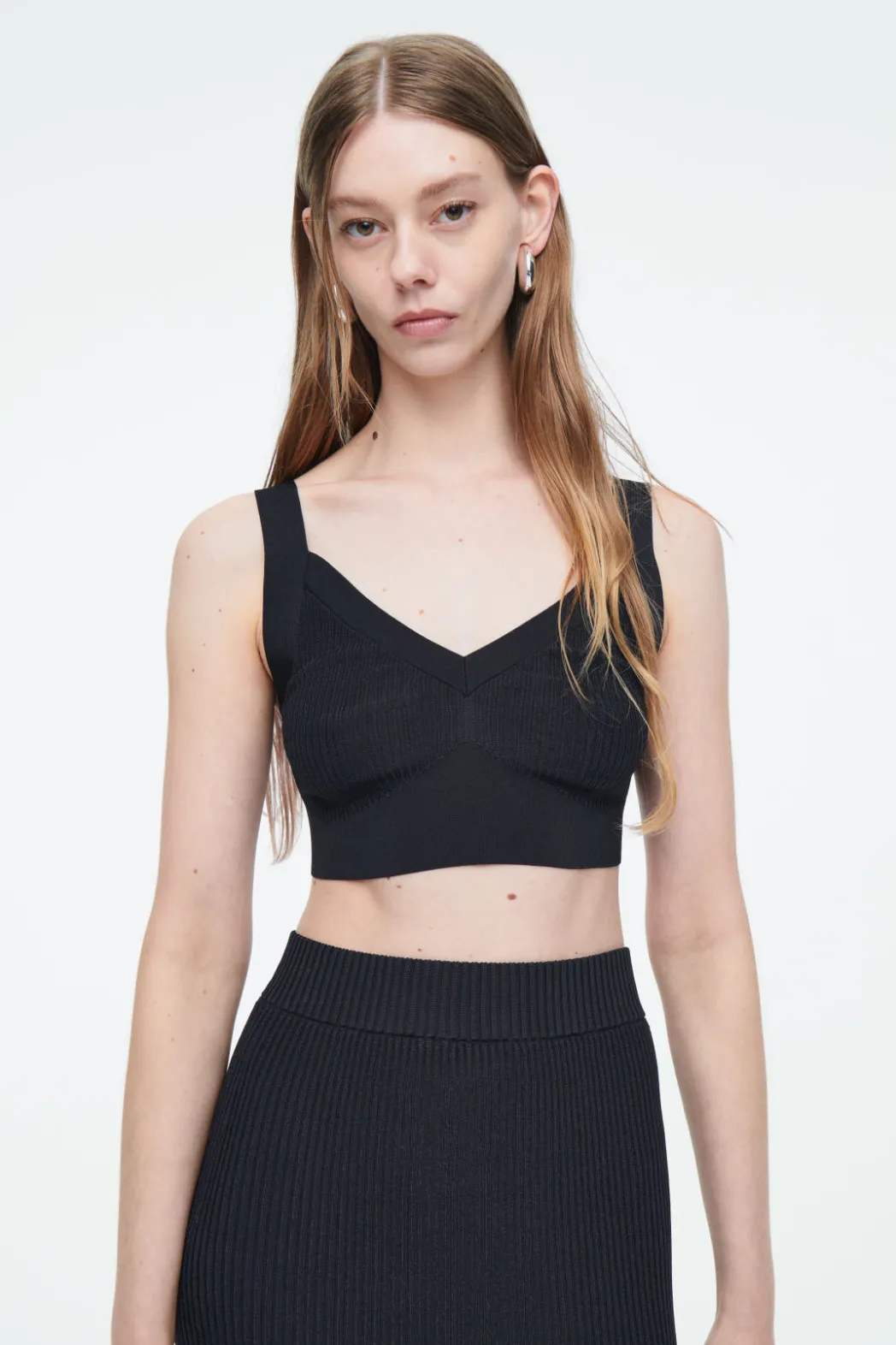 COS RIBBED-KNIT BRALETTE NAVY