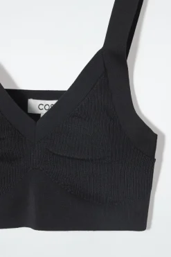 COS RIBBED-KNIT BRALETTE NAVY