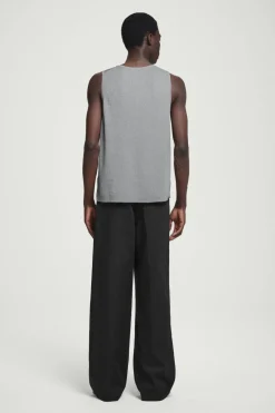COS RIBBED-KNIT CREW-NECK TANK TOP GRAY MÉLANGE