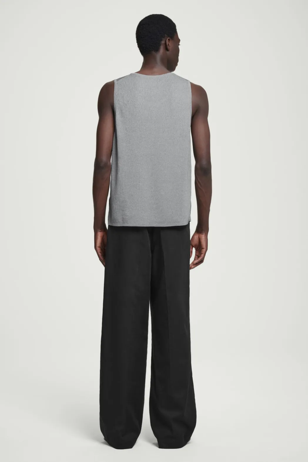 COS RIBBED-KNIT CREW-NECK TANK TOP GRAY MÉLANGE