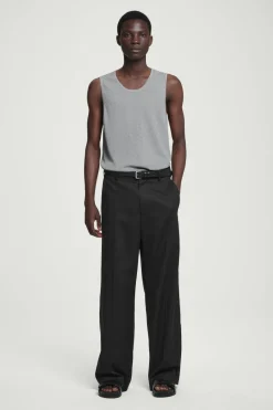COS RIBBED-KNIT CREW-NECK TANK TOP GRAY MÉLANGE